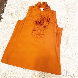 Burnt Orange J Crew Ruffle Blouse - Sz 0
